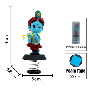 Idole décorative Krishna en PVC et ABS recyclables, écologiques, de couleur bleue, pour tableau de bord de voiture, maison ou temple, modèle Bhakti Bansi-dhar Flute - Product Image 5