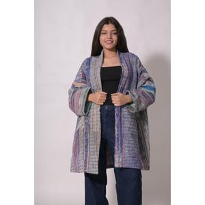 Chaqueta Gudri de Algodón Vintage, Kimono Acolchado Kantha Hecho a Mano, Estilo Boho, Transpirable, Ecológico, Talla Única, Abrigo Indio para Invierno - Product Image 3