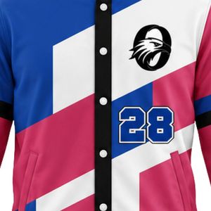 Conjunto de Chaqueta y Pantalones de Béisbol Rosa y Azul, Camisa de Manga Larga con Botones y Pantalones a Juego, Uniforme Deportivo para Adultos - Product Image 5