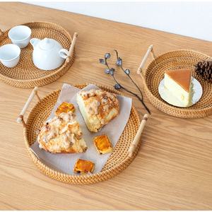 Panier de service en osier décoratif fait à la main ovale tissé rotin nacre nacre incrustation de pain aux fruits couleur personnalisée - Product Image 2