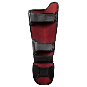 Protège-tibias en similicuir noir et rouge avec fermeture auto-agrippante pour arts martiaux, unisexe, adultes, cuir de qualité supérieure - Product Image 5