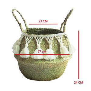 Cesta de mimbre con ribete decorativo de tela. Cesta de almacenamiento hecha a mano. Venta al por mayor. Ecológica. Hecho en Vietnam. - Product Image 2