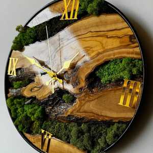 Moss Wooden <b>Clock</b> Frame <b>Decor</b> Preserved Real Moss <b>Wall</b> Panel Custom <b>Wall</b> <b>Clocks</b> of Wood and Moss <b>Clock</b> Decoration - Product Image 2