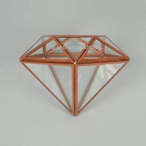 Terrario Geométrico de Vidrio en Forma de Diamante, Color Oro Rosa, para Plantas Suculentas de Mesa, Precio Económico, Venta al Por Mayor - Product Image 1