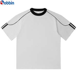 Customize Front Men's Plus Size T-<b>Shirt</b> Streetwear Contrast Stitch <b>Patchwork</b> Short Sleeve Regular Fit Unisex 100% Cotton - Product Image 4