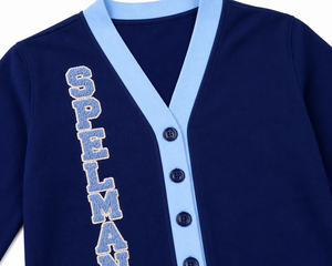 Pulls personnalisés pour femmes, logo de la sororité, bleu marine, université Spelman, pull à col en V pour femmes, pull en tricot pour filles, manches longues - Product Image 4