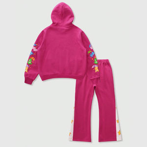 Conjunto de Sudadera con Capucha y Pantalones Deportivos Glory para Hombre, Diseño Personalizado con Estampado de Oso de Dibujos Animados y Arcoíris, 100% Algodón Felpa, Corte Regular - Product Image 2