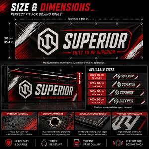 Boxing Ring Side <b>Banners</b> Made from durable, high-quality PVC material, this <b>banner</b> features vibrant full-color printing - Product Image 2