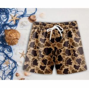 Dry Camo Print Beachwear Summer Mesh Swim Trunks for <b>Men</b> and Tie-Side <b>Bikini</b> for Women - Product Image 3