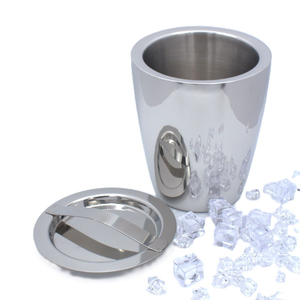 Seau à glace en acier inoxydable à double paroi avec poignées, bac à boissons en métal poli miroir et seau à champagne pour bar - Product Image 2