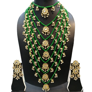 Indian Stylish Layered Pearl Rani Haar Long Kundan Necklace Zircon Alloy Jewellery Set Wedding Engagement Party Gift Hiphop Gold - Product Image 1