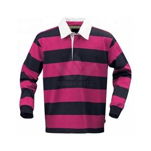 เสื้อโปโลรักบี้แขนยาวผู้ชาย สีขาว-น้ำเงินลายทาง ปกคอพับ ผ้าฝ้าย แขนยาว ทรงปกติ ใส่ได้ทุกฤดู - Product Image 3