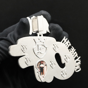 Colgante con temática OTF, de cristal y diamantes de imitación, chapado en plata, aleación, estilo Hiphop, unisex, regalo, joyería, forma de letra - Product Image 2