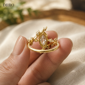 Bezel Marquise Cut <b>Diamond</b> Engagement <b>Ring</b> Plated Yellow Gold Bridal Wedding Band for Women Moissanite Jewelry - Product Image 3