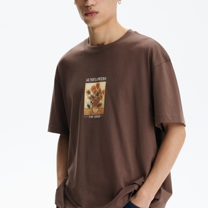 Custom Men's Regular Fit 100% Cotton O-Neck Hip Hop Anti-Wrinkle 320g Silk Screen Printed Short Sleeve T-Shirts Custom <b>Logo</b> OEM - Product Image 5