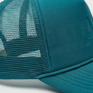 Casquette de camionneur turquoise avec logo lettre A en relief, 6 panneaux, maille, réglable, unisexe, décontractée - Product Image 5