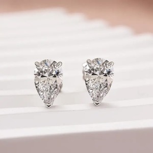 New Design 925 Moissanite Pear Cut <b>Stud</b> Earrings 1.0 Carat White Gold Plated Sterling <b>Silver</b> Trendy for Women - Product Image 1