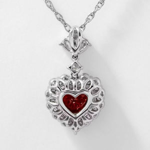 Elegante Collar con Colgante de Oro Sólido de 14K en Forma de Corazón con Rubí y Diamante Cultivado en Laboratorio, Estilo Solitario, Ideal para Regalo de Cumpleaños - Product Image 3