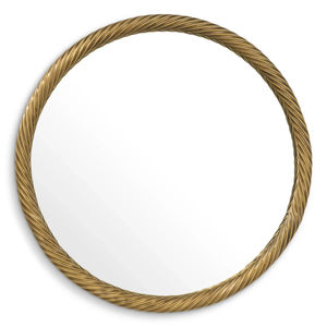 Espejo de pared redondo de metal de alta calidad para decoración del hogar, con marco de diseño de cuerda trenzada de latón, para decoración de la sala de estar. - Product Image 1