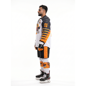 Jersey de Hockey sobre Hielo Sublimado Personalizado al por Mayor, 100% Poliéster, Cuello en V, Manga Larga, Uniforme Deportivo para Hombre - Product Image 3