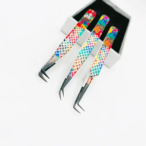 MAHFOOZ INSTRUMENTS Vente en gros de pinces professionnelles pour extensions de cils, pointe en fibre, acier inoxydable solide, durables, confortables, ensemble - Product Image 3