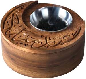Compre un Mubkhar de Estilo Árabe, Nuevo Diseño, Porta Incienso Religioso, Quemador de Incienso Bakhoor, Quemador de Incienso de Madera y Metal a Bajo Precio - Product Image 6