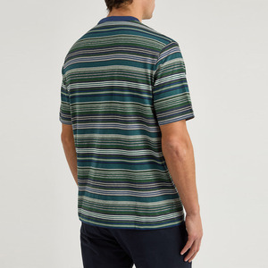 T-shirt rayé 100 % coton personnalisé pour hommes, haute qualité, coupe ample, col montant, court, vierge, imprimable, 220 g/m², pour fabricants de vêtements - Product Image 3