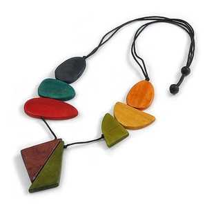 Collier pendentif géométrique en bois naturel fait à la main, style bohème, pour femmes, cadeau de mariage - Product Image 1