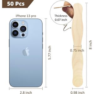 Paquete de 50 Palitos Ondulados de Bambú y Madera de 8 Pulgadas, Abanicos Grandes para Manualidades, Programas de Boda, Proyectos DIY, Manualidades con Palitos de Popsicle - Product Image 4