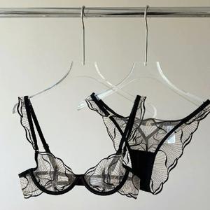 ชุดชั้นในบราและกางเกงในผ้าลูกไม้ยืดหยุ่นแบบมีโครงสำหรับผู้หญิงช่วงฤดูร้อนสุดเซ็กซี่ - Product Image 1