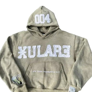 Sweat à capuche pour homme de haute qualité, personnalisé ODM, brodé effet vieilli, 100% coton, grande taille, coupe oversize, épaules tombantes, imprimé hiver - Product Image 3