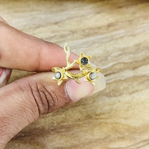 Anillo de latón con diseño de rama de árbol y estrella, favorito de los compradores, chapado en oro con labradorita, estilo bohemio, anillo llamativo, venta al por mayor - Product Image 2