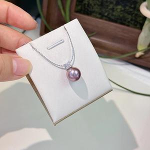 Collier en argent pur S925 avec pendentif en perle d'eau douce Edison Demon Purple de 11-12 mm pour femmes, design rond à haute brillance - Product Image 1