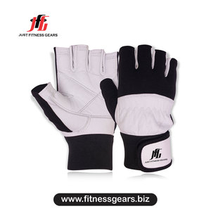 Guantes de Levantamiento de Pesas de Medio Dedo, de Cuero, para Entrenamiento en Gimnasio, Unisex, con Correa de Muñeca Ajustable - Product Image 1