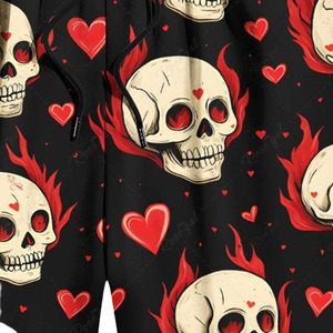 2026 Skull Pattern Shorts Black <b>Red</b> Hearts Flame Print Elastic Waist Quick Dry Casual Short Shorts all over pattern shorts custo - Product Image 4