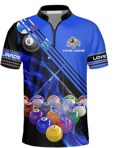 เสื้อยืดพิมพ์ลาย 3 มิติ นักบิลเลียดแบบกำหนดเองสำหรับผู้ชาย เสื้อทีมบิลเลียดตลกๆ สำหรับการแข่งขันสนุกเกอร์ โต๊ะพูล โปโล - Product Image 4