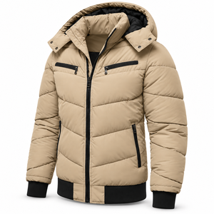 High Quality Custom Mens Autumn Puffer Jacket <b>Waterproof</b> Breathable Eco-Friendly <b>Padded</b> Bomber <b>Coat</b> Warm Insulation Ribbed Hem - Product Image 2