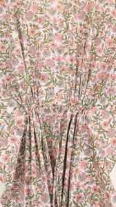 Vestido Kaftan de Algodón con Estampado Floral Pastel para Mujer, Ropa de Dormir con Cordón Ajustable - Product Image 3