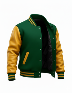 Chaqueta Bomber Verde Dorada Personalizable, Estilo Universitario Unisex, Parte Delantera Impermeable, Ecológica, para Clubes y Equipos, Personalización de Marca - Product Image 2