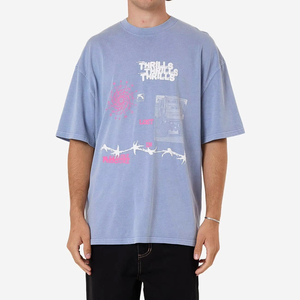 mens oversized boxy fit t shirt drop shoulder loose fit heavy cotton streetwear blank tshirt custom logo wholesale - Product Image 1