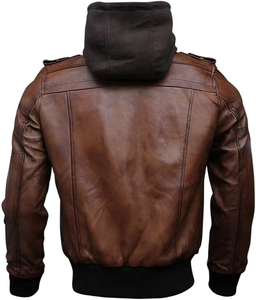 Chaqueta de Cuero Genuino para Hombre de la Mejor Calidad, Estilo Urbano para Otoño e Invierno, Cuello Alto, Teñido Liso, Chaqueta Vintage Resistente - Product Image 2