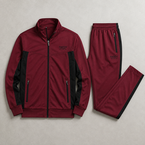 Ensemble de survêtement homme personnalisé avec logo, col montant zippé, coupe ajustée, tenue de sport athlétique 2 pièces (sweat-shirt et pantalon de jogging) - Product Image 6