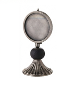Horloge de table circulaire antique plaquée argent avec base en bronze, pièce décorative pour la maison, monstrelle