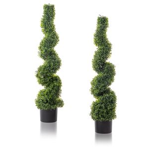 Set di 2 Alberi a Spirale Artificiali in Bosso Verde da 115cm - PVC - Product Image 2