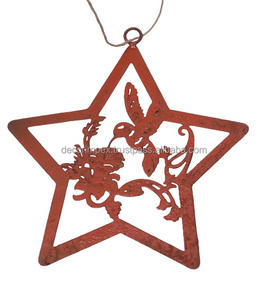 Estrella marrón Navidad Adornos de metal hechos a mano de linternas de hierro y adornos de linterna decorativa de festival de oro y plata - Product Image 1