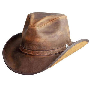 Western Ranch Winter Fashion Collection High Quality <b>Cowboy</b> Leather <b>Hat</b> Wide Brim Handmade Equestrian Festival Headwear <b>for</b> <b>Men</b> - Product Image 3