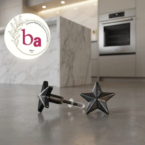 Poignée de meuble et bouton de placard en fonte noir mat en forme d'étoile, design industriel, réglable et durable, pour chambre et cuisine - Product Image 1