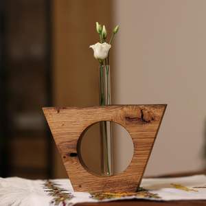 Jarrón de Flores de Madera Único de Fabricante OEM para Decoración Interior Creativa con Artesanía Hecha a Mano y Diseño Elegante y Alto - Product Image 1
