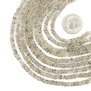 Perles de quartz noir naturel facettées en forme de rondelle pour la fabrication de bijoux, 3-4,5 mm, perles de pierres précieuses en quartz en vrac en provenance d'Inde - Product Image 5