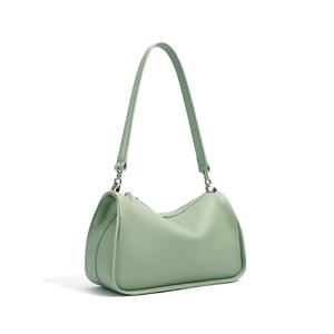 Bolso de Hombro de Cuero Suave Texturizado para Mujer, Bolso de Axila en Forma de Media Luna, Bolso Pequeño Estilo Hobo, Bolso de Mano Moderno en Tonos Pastel, Bolso Minimalista con Cremallera - Product Image 3